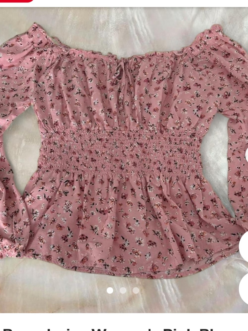No Boundaries Pink Floral Smocked Off-Shoulder Peasant Top